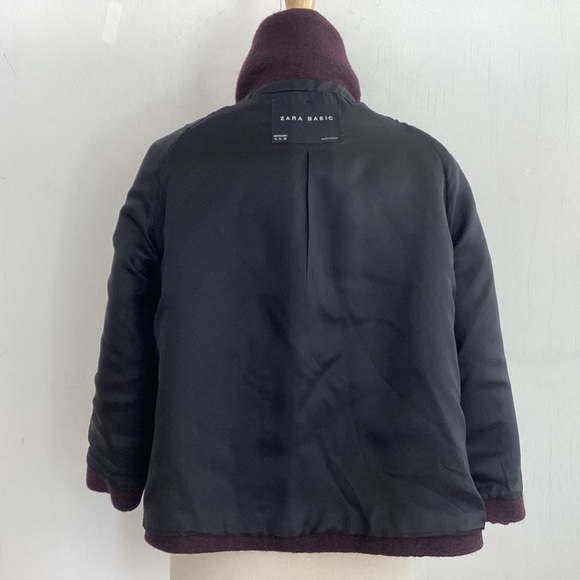 Zara wool blend, lined,cropped, swing peterpan collar 3 button plum jacket Sz XL - Picture 8 of 12